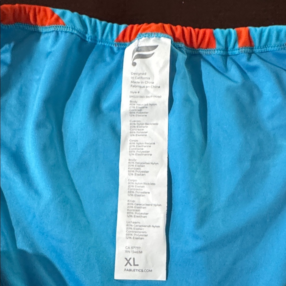 Fabletics High-Cut String Bikini Bottom Blue Red - Picture 9 of 9